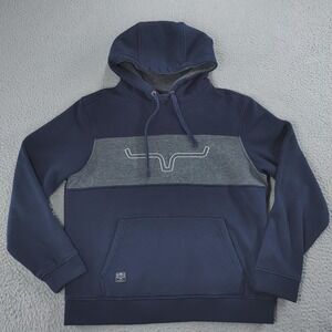 Kimes Ranch Hoodie Mens Medium Navy Gray Longhorn Pullover Sweatshirt Western